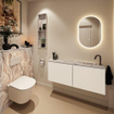 MONDIAZ TURE-DLUX Meuble toilette - 120cm - Talc - EDEN - vasque Glace - position droite - 1 trou de robinet SW1103176