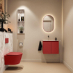 MONDIAZ TURE-DLUX Meuble toilette - 60cm - Fire - EDEN - vasque Glace - position gauche - sans trou de robinet SW1103260
