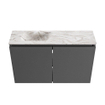 MONDIAZ TURE-DLUX Meuble WC 80cm Dark Grey. EDEN lavabo Glace position gauche. Sans trou de robinet. SW1103249