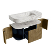 MONDIAZ THOR-DLUX 100cm meuble de salle de bains arrondi gauche + droite couleur Dusk avec 1 tiroir et 2 portes. Vasque suspendue CLOUD Milieu 1 trou de robinet couleur Glace. SW1467403