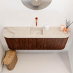 Mondiaz JOYA-DLUX Meuble de toilette 113,2 cm - arrondis gauche et droite couleur Ruby - Vasque FAYE position Milieu Sans trou de robinet couleur Frappe SW1423530