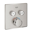 Grohe SmartControl Ensemble de douche - thermostatique encastré - boîtier d'encastrement - pomme de douche - douchette à main - coude de raccordement mural - flexible de douche - supersteel brossé SW1208389