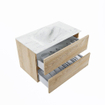 MONDIAZ VICA-DLUX Ensemble meuble de salle de bains - 80cm - meuble bas Washed oak - 2 tiroirs - vasque encastrée cloud au milieu - 1 trou de robinet - version haute de 60cm - Opalo SW1088389