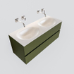 MONDIAZ VICA Ensemble de meuble salle de bain - 120cm - 2 tiroirs - lavabo Moon double - 0 trous de robinet - solid surface army SW410079