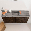 Mondiaz JOYA-DLUX Meuble de salle de bains 80cm - couleur Walnut - Vasque FAYE position Milieu 1 trou de robinet couleur Sombra. SW1424718