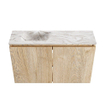 MONDIAZ TURE-DLUX Meuble toilette - 80cm - Washed Oak - EDEN - vasque Glace - position gauche - 1 trou de robinet SW1103569