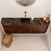 Mondiaz JOYA-DLUX Meuble de salle de bains 123.2cm - arrondis gauche et droite couleur Ruby - Vasque FAYE position Milieu Sans trou de robinet couleur Lava SW1423678