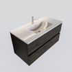 MONDIAZ VICA Badkamermeubelset - 100cm - 2 lades - wasbak Denia midden - 1 kraangat - keramiek dark brown SW410096