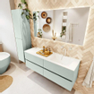 Mondiaz VICA ensemble de meuble de salle de bain - 140cm - meuble sous-vasque greey - 4 tiroirs - lavabo cloud droite - 1 trou de robinet - couleur talc - miroir LED - version XL 60cm de haut SW1095467