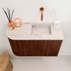 Mondiaz JOYA-DLUX 61.6cm toiletmeubel - ronding links kleur Ruby - Wastafel FAYE positie Rechts Zonder kraangat kleur Nata. SW1425457