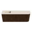 Mondiaz JOYA-DLUX 111.6cm meuble de salle de bains - arrondi droit couleur Walnut - Vasque FAYE position Gauche Sans trou de robinet couleur Meli. SW1424449