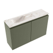 MONDIAZ TURE-DLUX Meuble toilette - 80cm - Army - EDEN - vasque Frappe - position gauche - sans trou de robinet SW1102636
