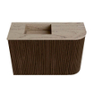 Mondiaz JOYA-DLUX Meuble de salle de bains 61,6cm - arrondi droit couleur Noyer - Lavabo FAYE position Gauche 1 trou de robinet couleur Arena SW1424347