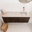 Mondiaz JOYA-DLUX 101.6cm meuble de toilette - arrondi gauche couleur Walnut - Vasque FAYE position Droite Sans trou de robinet couleur Opalo SW1422574