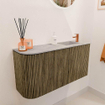 Mondiaz JOYA-DLUX Meuble de toilette 81,6cm - arrondi gauche couleur Dusk - Lavabo FAYE position Droite 1 trou de robinet couleur Glace SW1423177