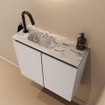 MONDIAZ TURE-DLUX Meuble toilette - 60cm - Linen - EDEN - vasque Glace - position gauche - 1 trou de robinet SW1103320