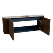 Mondiaz JOYA-DLUX 113.2cm toiletmeubel - ronding links en rechts kleur Walnut - Wastafel FAYE positie Midden 1 kraangat kleur Saba. SW1424700