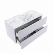 Mondiaz VICA-DLUX Ensemble de meuble de salle de bain - 100cm - meuble sous-vasque cale - 2 tiroirs - lavabo encastrée cloud milieu - 1 trou de robinet - version haute de 60cm - glace SW1088317