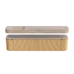 MONDIAZ THOR-DLUX 200cm badmeubel ronding links + rechts kleur Oak met 2 lades en 2 deuren. Vrijhangende wastafel CLOUD Links zonder kraangat kleur Saba. SW1467222