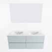 Mondiaz VICA ensemble de meuble de salle de bain - 120cm - meuble sous-vasque argile - 4 tiroirs - lavabo denia double - 2 trous de robinet - couleur Blanc Brillant - miroir LED - version XL 60cm de haut SW1091928