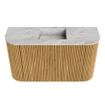 Mondiaz JOYA-DLUX 73.2cm toiletmeubel - ronding links en rechts kleur Oak - Wastafel FAYE positie Midden Zonder kraangat kleur Glace. SW1422014