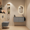 MONDIAZ TURE-DLUX Meuble toilette - 100cm - Smoke - EDEN - vasque Frappe - position droite - 1 trou de robinet SW1103076