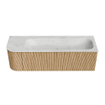 MONDIAZ KURVE-DLUX 145cm Meuble salle de bain avec module 25 G - couleur Oak - 1 tiroir - 1 porte - vasque BIG LARGE droite - 2 trous de robinet - couleur Opalo SW1137548