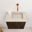 Mondiaz JOYA-DLUX 40cm toiletmeubel - kleur Walnut - Wastafel FAYE positie Rechts Zonder kraangat kleur Opalo. SW1422518