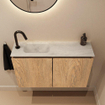 MONDIAZ TURE-DLUX Meuble toilette - 80cm - Washed Oak - EDEN - vasque Opalo - position gauche - 1 trou de robinet SW1126217