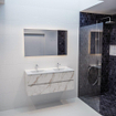 MONDIAZ VICA Ensemble de meuble salle de bain - 120cm - 2 tiroirs - lavabo Denia double 2 trous de robinet - céramique - marbre Carrara SW410324