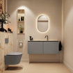 MONDIAZ TURE-DLUX Meuble toilette - 120cm - Smoke - EDEN - vasque Frappe - position centrale - 1 trou de robinet SW1103064
