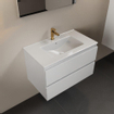 Mondiaz AIVY Ensemble de meuble - 80x45x50cm - 1 trou de robinet - 1 vasqueTalc céramique - Centre - 2 tiroirs - avec miroir - MDF Talc SW892439