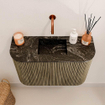 Mondiaz JOYA-DLUX Meuble de salle de bains 63,2cm - arrondis gauche et droite couleur Dusk - Vasque FAYE position Milieu Sans trou de robinet couleur Lava SW1423282