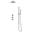 Fortifura Nebbio Ensemble de douche pluie - robinet encastré - élément encastré - barre coulissante - flexible de douche métal - douchette à main barre - bras mural 35cm - pomme de tête ronde - acier inoxydable brossé PVD (RVS) SW1237974