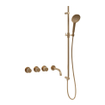 Fortifura Nebbio Ensemble combiné baignoire - mitigeur thermostatique - barre de glissement - coude mural intégré - flexible de douche lisse - douchette ronde - bec - laiton brossé SW1238007