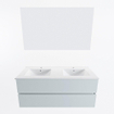 Mondiaz VICA ensemble de meuble de salle de bain - 120cm - meuble sous-vasque argile - 2 tiroirs - lavabo denia double - 2 trous de robinet - couleur Blanc Brillant - miroir LED - version XL 60cm de haut SW1091935