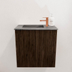 Mondiaz JOYA-DLUX 40cm toiletmeubel - kleur Walnut - Wastafel FAYE positie Links 1 kraangat kleur Sombra. SW1424713