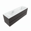 Mondiaz VICA-DLUX ensemble de meuble de salle de bain - 150cm - meuble sous-vasque gris foncé - 2 tiroirs - lavabo encastré cloud double - sans trous de robinet - version haute de 60cm - opalo SW1087851