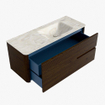 Mondiaz CIRO-DLUX Meuble de salle de bains - 120x45x50cm - Plan-vasque solid surface Ostra - 1 lavabo à droite - 1 trou de robinetterie - 2 tiroirs - Noyer SW1530381