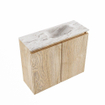 MONDIAZ TURE-DLUX Meuble toilette - 60cm - Washed Oak - EDEN - vasque Glace - position droite - 1 trou de robinet SW1103558