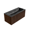 MONDIAZ KURVE-DLUX Meuble de salle de bains 100 cm couleur Walnut avec 1 tiroir. Lavabo BIG MEDIUM centré 1 trou de robinet couleur Lava. SW1137246