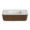 MONDIAZ KURVE-DLUX 130cm Meuble salle de bain avec module 25 G et D - couleur Walnut - 1 tiroir - 2 portes - vasque BIG SMALL centre - 1 trou de robinet - couleur Opalo SW1137634