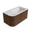 MONDIAZ KURVE-DLUX 85cm Meuble salle de bain avec module 25 G - couleur Walnut - 1 tiroir - 1 porte - vasque CLOUD droite - sans trou de robinet - couleur Glace SW1138007