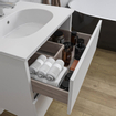 Adema Chaci Ensemble de meuble - 60x46x57cm - 1 vasque ovale en céramique blanche - 1 trou de robinet - 2 tiroirs - armoire de toilette - blanc mat SW826879