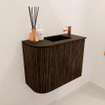 Mondiaz JOYA 51.6cm meuble de toilette - arrondi gauche couleur Walnut - Vasque FAYE position Droite 1 trou de robinet couleur Urban. SW1421368
