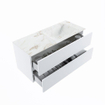 MONDIAZ VICA-DLUX Ensemble meuble de salle de bains - 110cm - sous-meuble talc - 2 tiroirs - lavabo encastré cloud à droite - 1 trou de robinet - version haute 60cm - frape SW1088554