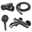 Robinet de baignoire Brauer Gunmetal Edition - ensemble de douche - douchette ronde 3 positions - bouton lisse - PVD - gunmetal brossé SW1164633