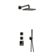 Hotbath Gal IBS40 ensemble de douche de tête encastré - 2 fonctions - bras mural 35cm - douche de tête carrée 22cm - Gunmetal brossé PVD SW656370