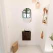 Mondiaz JOYA 40cm toiletmeubel - kleur Walnut - Wastafel FAYE positie Rechts 1 kraangat kleur Urban. SW1421303