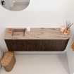 Mondiaz JOYA-DLUX 111.6cm toiletmeubel - ronding rechts kleur Walnut - Wastafel FAYE positie Links 1 kraangat kleur Arena. SW1424366